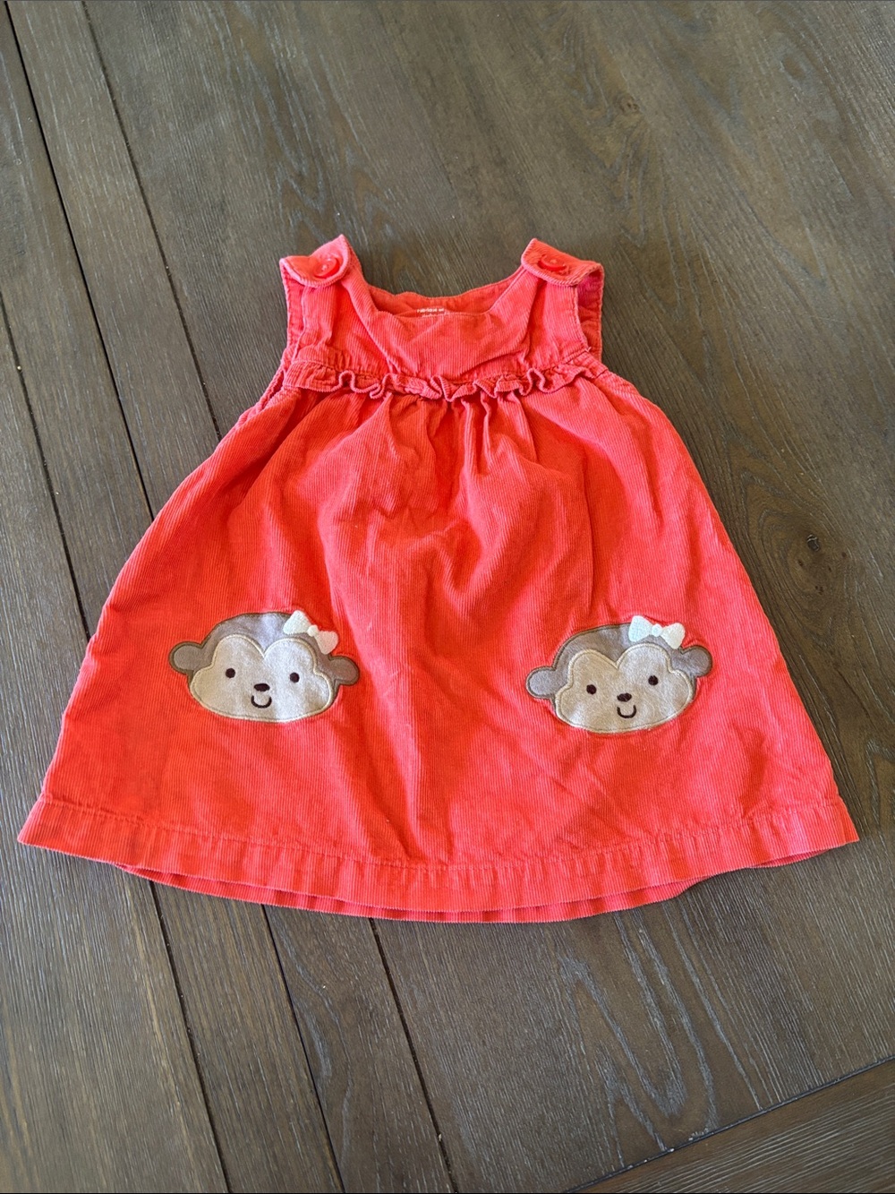Carter’s Coral Girls' Monkey Appliqué Dress